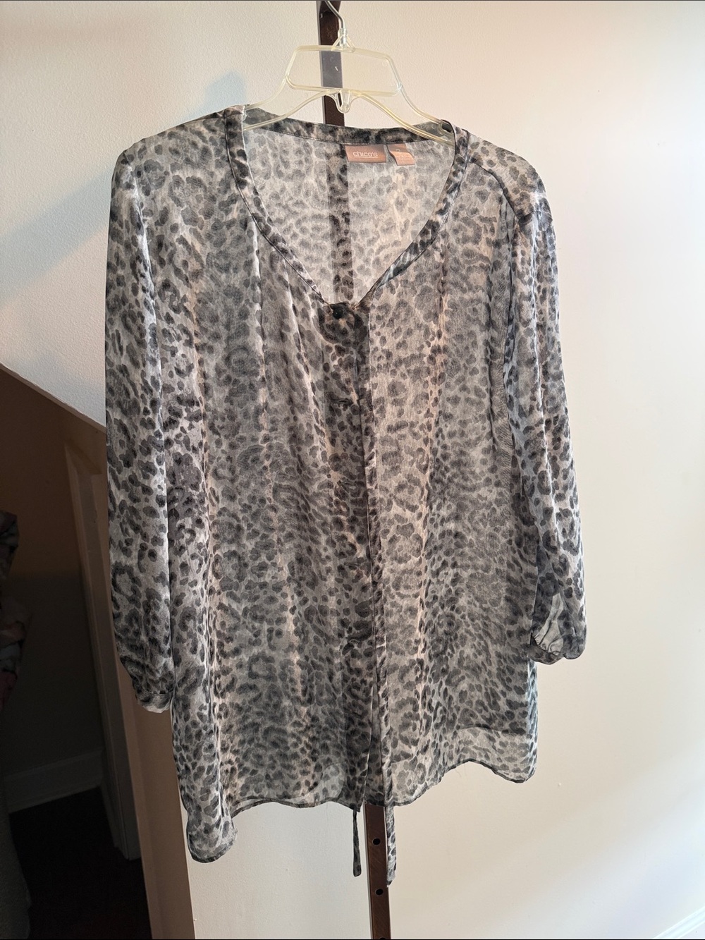 Chico’s Women's Gray Animal Print Blouse